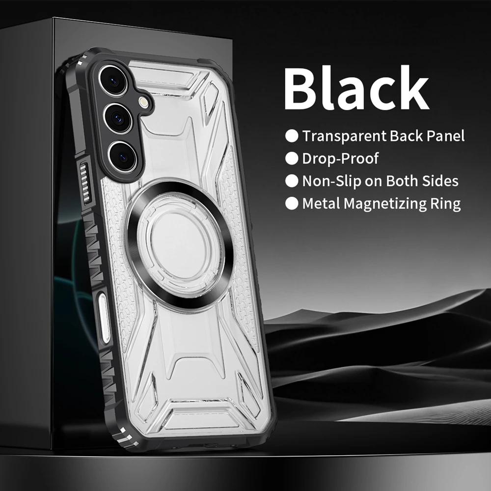 

Transparent Magsafe Phone Case for Samsung Galaxy A56 A36 A55 A35 A54 A15 A16 Luxury Armor Magnetic PC+TPU Shockproof Back Cover for Samsung A35