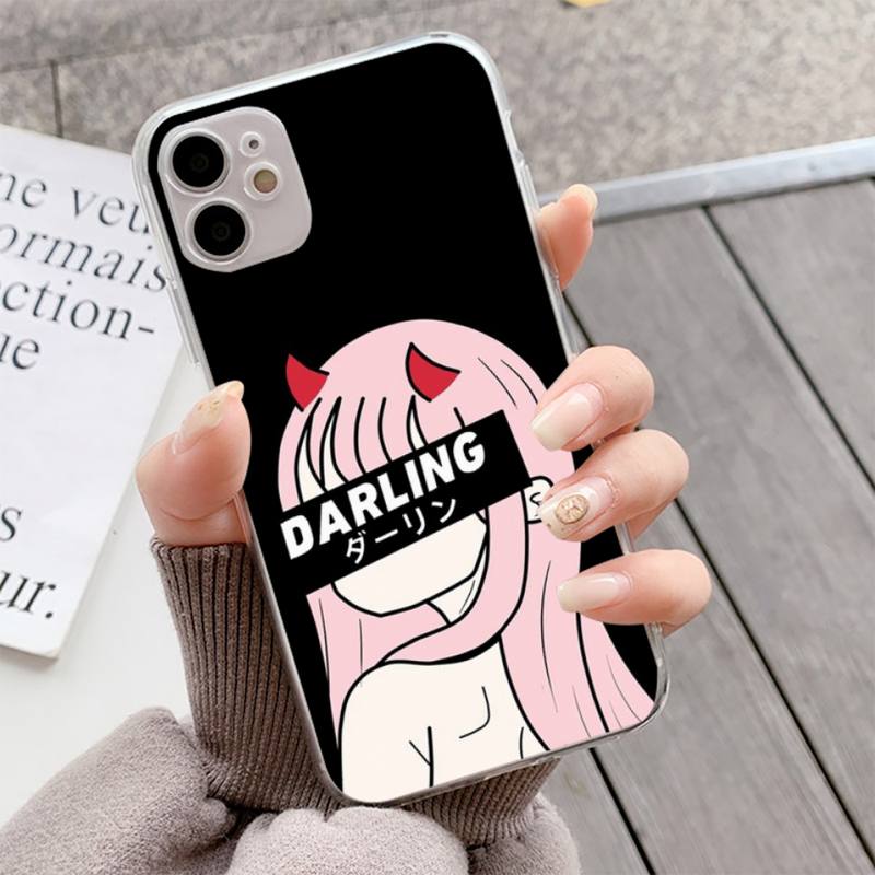 YNDFCNB Zero Two Darling In the FranXX Anime Hard Phone Case for Iphone 13 11 12 Pro XS MAX 8 7 6 6S Plus X 5S SE 2020 XR Fundas