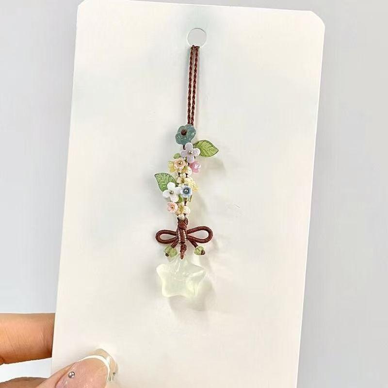 New Chinese Style Hand Woven Phone Charm Star Flower Pendant Exquisite Literary Versatile Fashion Accessories