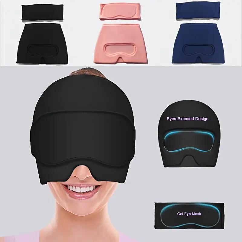 2PCS SET Ice Cap And Ice Eye Mask, Migraine Headache Relief Hat, Cold Head Wrap, Gel Ice Pack, Sleeping Eye Mask For Puffy Eyes