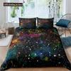 Galaxy Theme Blue Purple Design Duvet Cover Full Size For Girls Boys Teens Kids Gifts Starry Dream Sky Bedding Set Room Decor