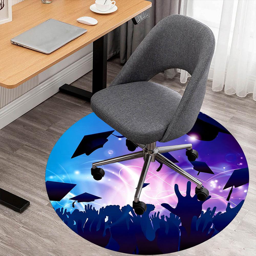 

1pc Graduation Celebration Round Chair mat office Area Rug - Non-Slip, Floor Mat for Office, Bedroom, and Indoor Decor p127184 80cm by 80cm