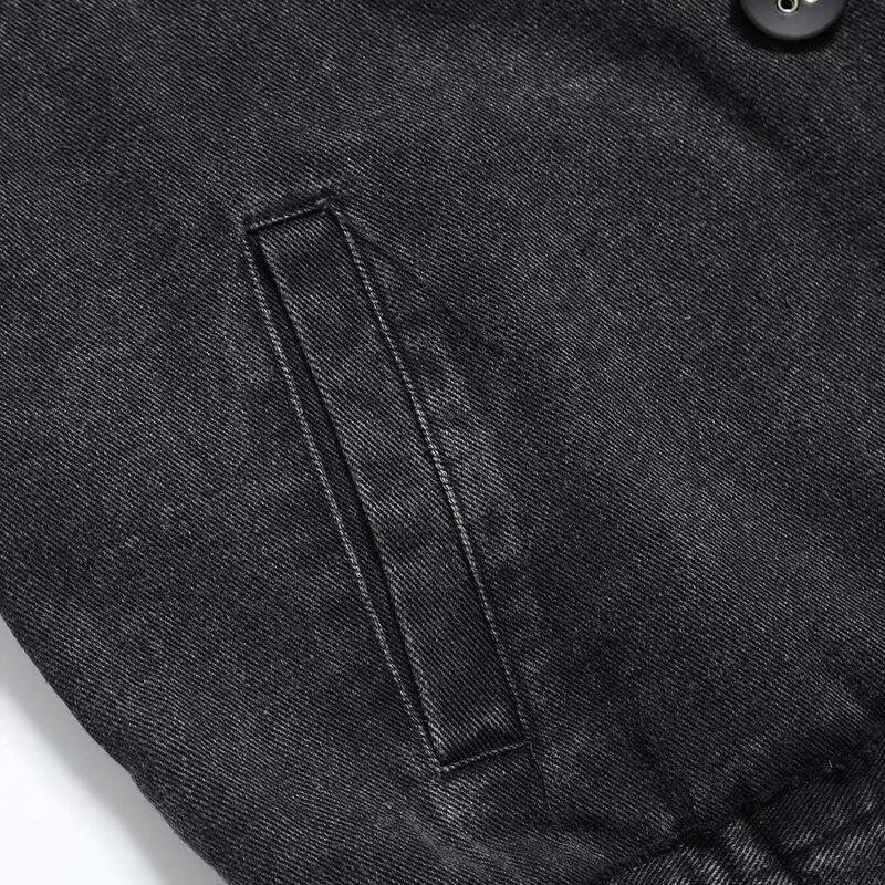 2024 Autumn Women's European & American Style Denim Printed Loose Vest