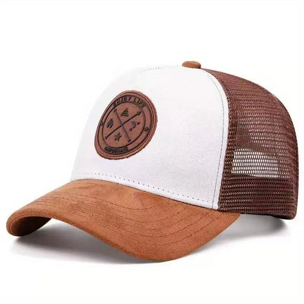 Men Vintage Patch Emblem Baseball Cap Mesh Hat Outdoor Adjustable Sunscreen Leisure Hat Spring Autumn Travel Tourism Beach Vacation