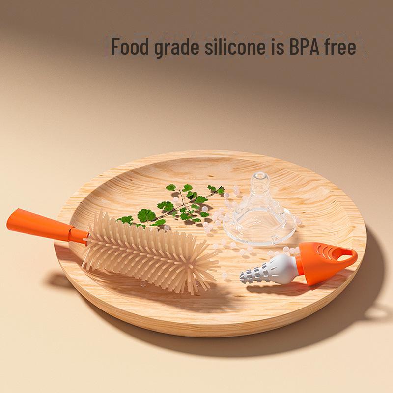 360° Drehendes Baby Silikon Schnuller- & Flaschenreinigungsbürsten-Set