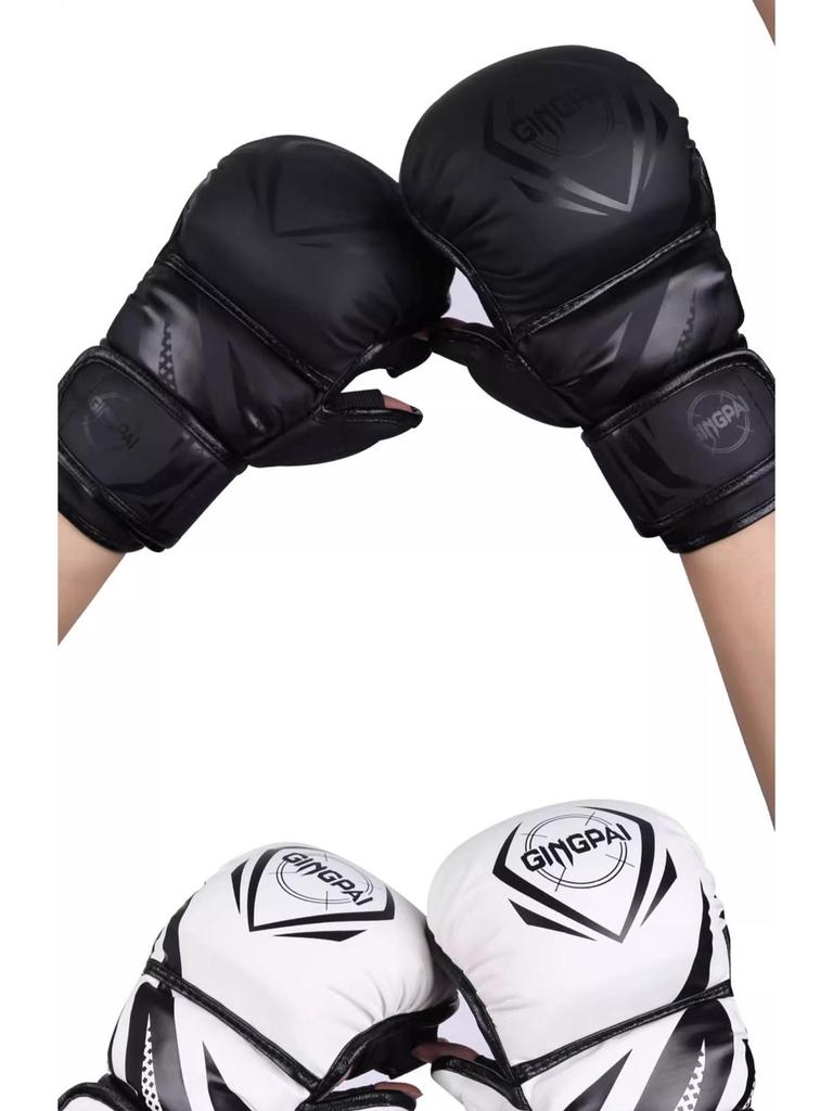 Profesionální MMA a boxerské rukavice s polovičními prsty pro děti a dospělé – Zesílené pro Muay Thai boj, Sanda a trénink na boxovacím pytli pro muže a ženy.