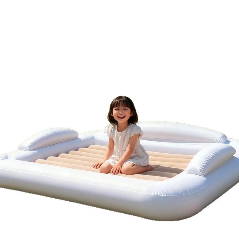 Outdoor Inflatable Baby Mattress with Detachable Flocked Raised Guardrail