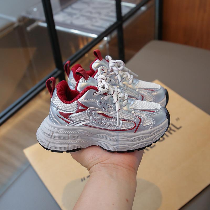 Girls' sneakers 2025 spring and autumn new children's lightweight dad shoes boys' mesh breathable running shoes trendy brand