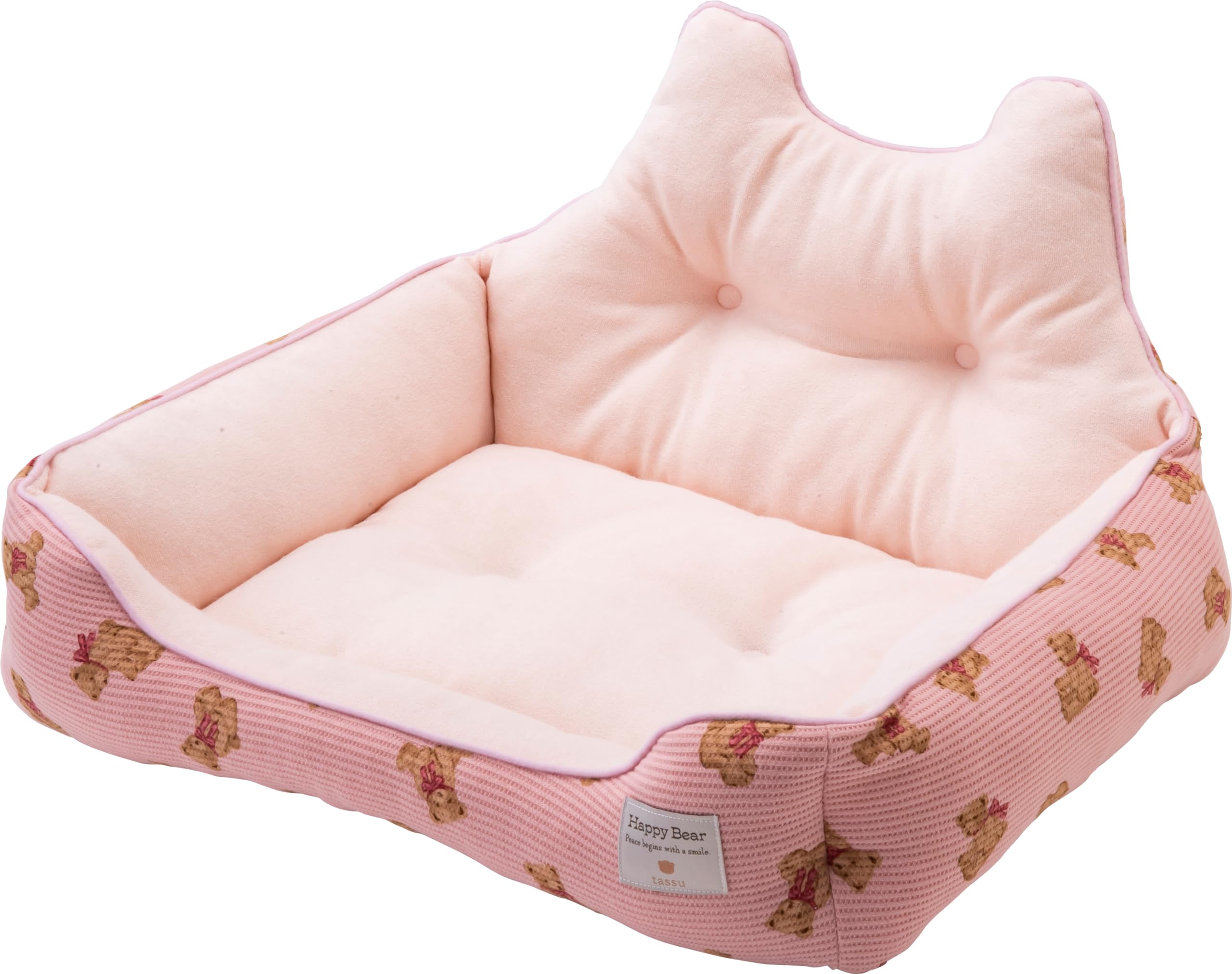 

Small Square Bed with Ears, Bear Waffle Design, Pet Bed, 168-6167A2