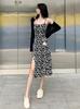 [Four-sided floral dress] Suspender floral dress women's summer French thin small printed bottoming skirt