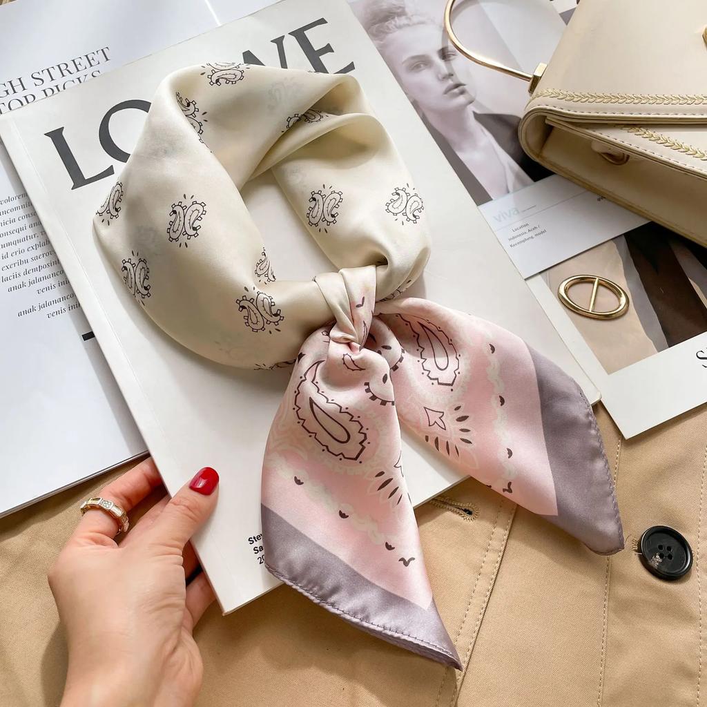 70cm Hair Print Silk Feeling Scarf For Women Fashion NeckTie Hand Bag Foulard Wrist Kerchief Shawl Wraps Hajib Lady