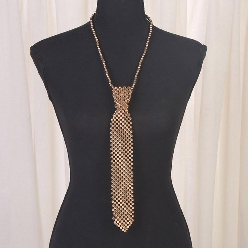 Girls Shirt Pearl Necktie Female Easily Wear Social Gatherings Detachable Pearl Collar Removable Ties Costume Jewellery