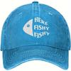 Fish Letter Printed Washed Baseball Caps for Men and Women, Outdoor Fishing, Sun Protection, Sun Shading, Duckbill Caps