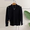 Honey J Women Cosely Shoulder Button Stretch Mock Neck Knit 5color