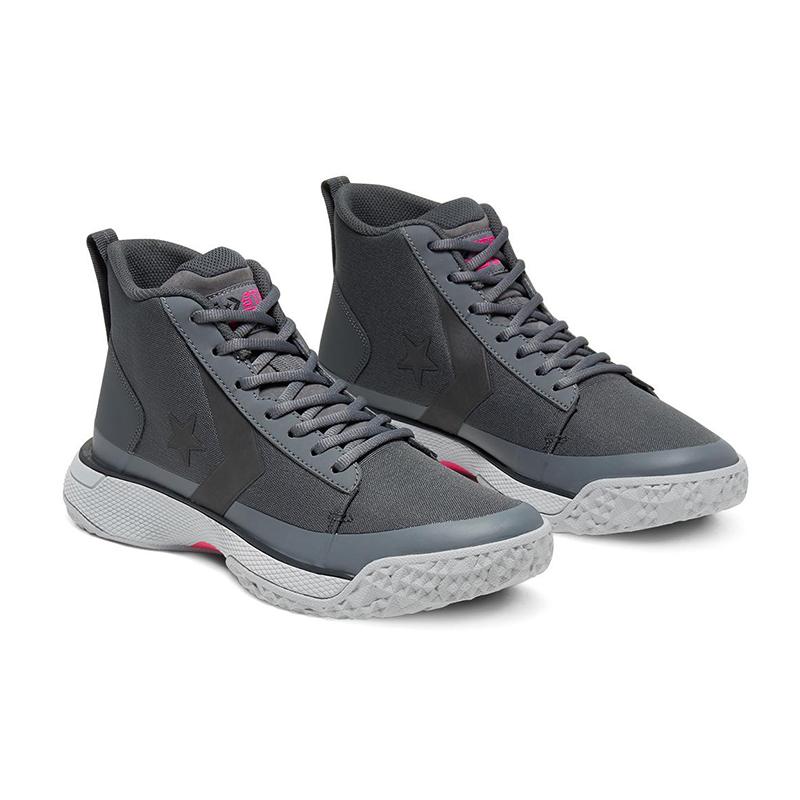Converse Star Series BB Round Toe Lace-Up Mid-Top Basketball Shoes Unisex Grey