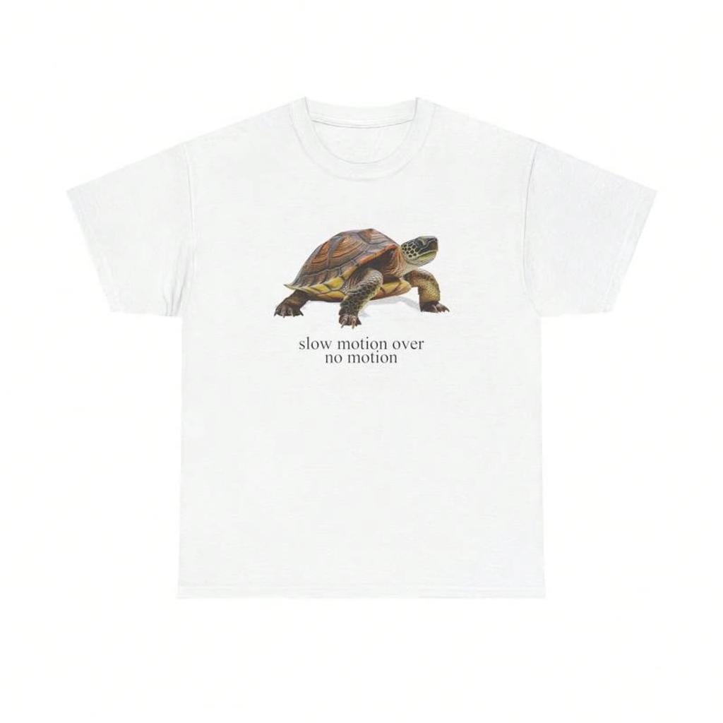 Slow Motion Turtle T-shirt Casual Cotton Retro T-Shirt with Vintage Graphic Design for Men and Women Tshirt Summer Print Tee Top