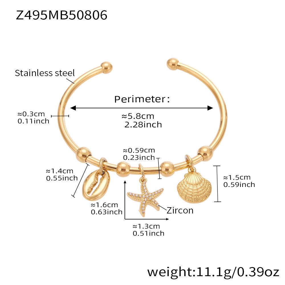 Qiong Yao Geometric Open Cuff & Enamel Heart Bracelet Set - Vacation Style