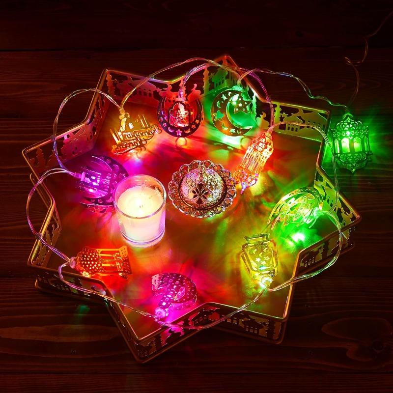 Ramadan Eid Mubarak LED String Lights 1.65m/10leds Battery Operated Moon Star Castle Lamp For Raya Wedding Party Home Decoration
