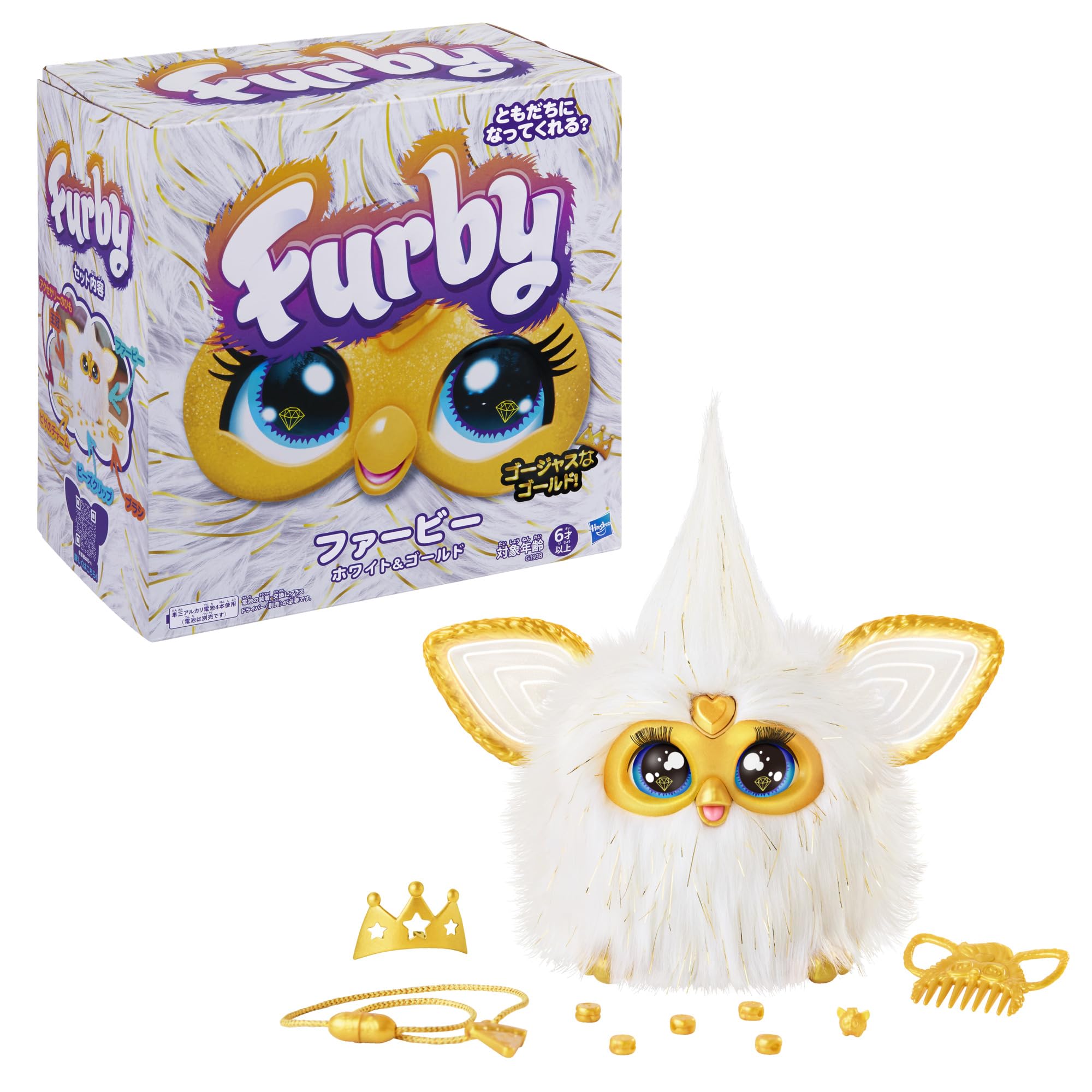 

Hasbro Furby Белый Золотой Интерактивная Игрушка для Мальчиков и Девочек Возрастов с Модным Аниматронным Моторизованным Плюшевым Игрушечным для Японского и Furby Аутентичный &