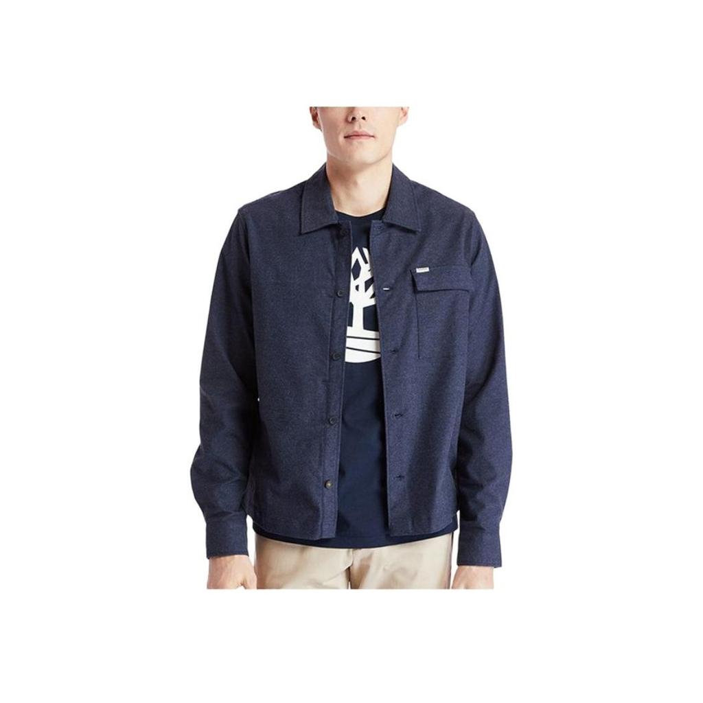 Timberland Solid Color Outdoor Casual Sports Polo Long Sleeve Shirt Men shirts Gem-Blue A2C8G-475