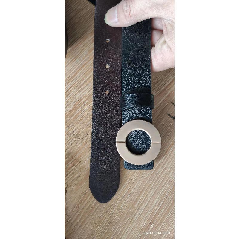 Women'S Belt Smooth Buckle Leather Perforated Belt Jeans Women'S Whole Cowhide Cut Dress Versatile Belt