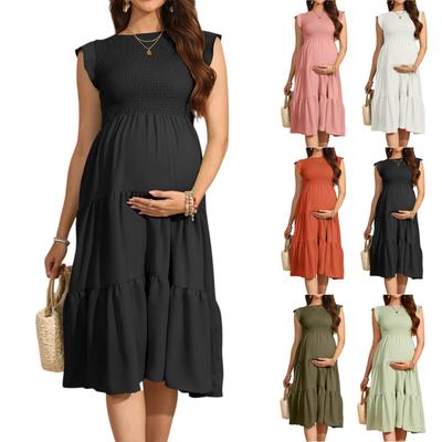 Kurzärmeliges Boho-Kleid für Damen, lässig, lockere Passform, Sommerkleid mit Blumendruck und Taschen
