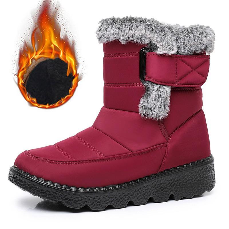Cotton Shoes Women Big Size Ladies Snow Boots Padded Thickened High Top Casual Women's Boots Outdoor Hiking Cold Winter Shoes Fleece Anti-Slip Boots