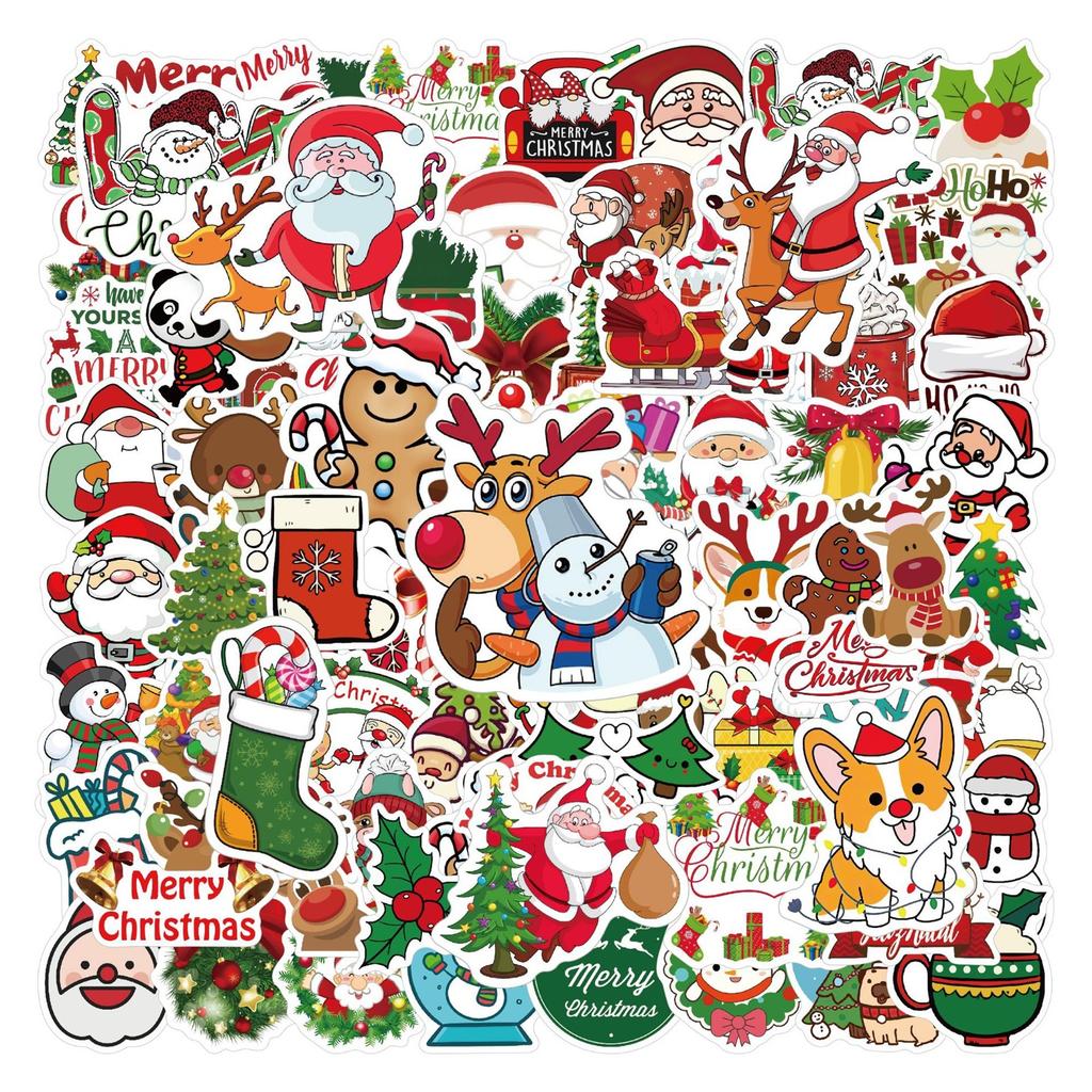 100 Christmas Stickers, Backpack Decorations, Cartoon Stickers, Refrigerator Stickers