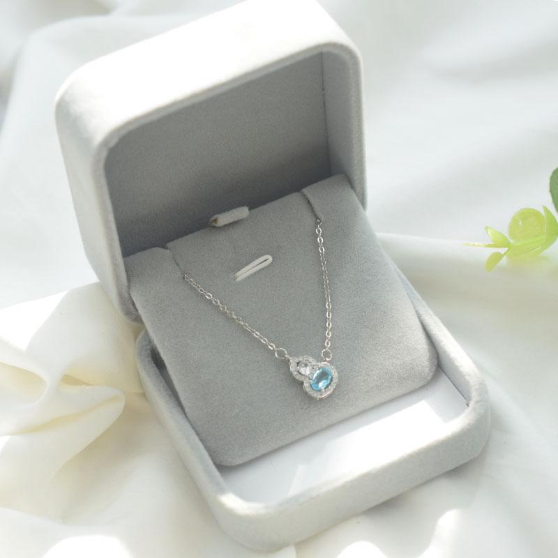 4 Carat Cultivated Ruby Sapphire Gourd Necklace Women's Classic Four-claw Big Diamond Emerald Pendant Collarbone Chain