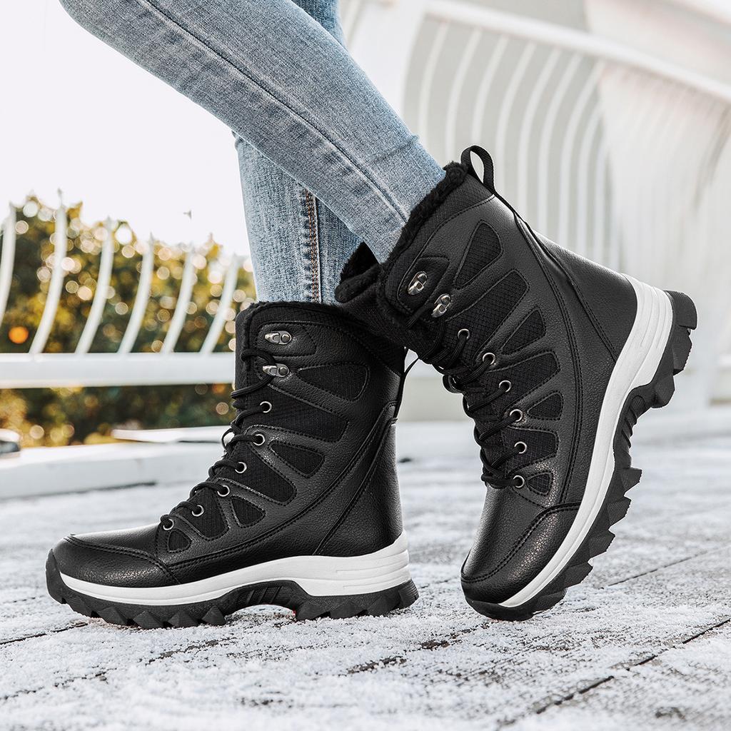 Nowe zewnętrzne buty zimowe dla par, duże rozmiary, wysokie, ciepłe, pikowane, pogrubione, buty turystyczne outdoorowe