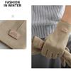 Winter Keep Warm Touch Screen Plus Velvet Inside Suede Mens Gloves Fashion Simple Solid Thicken Man Outdoor Cycling Drive