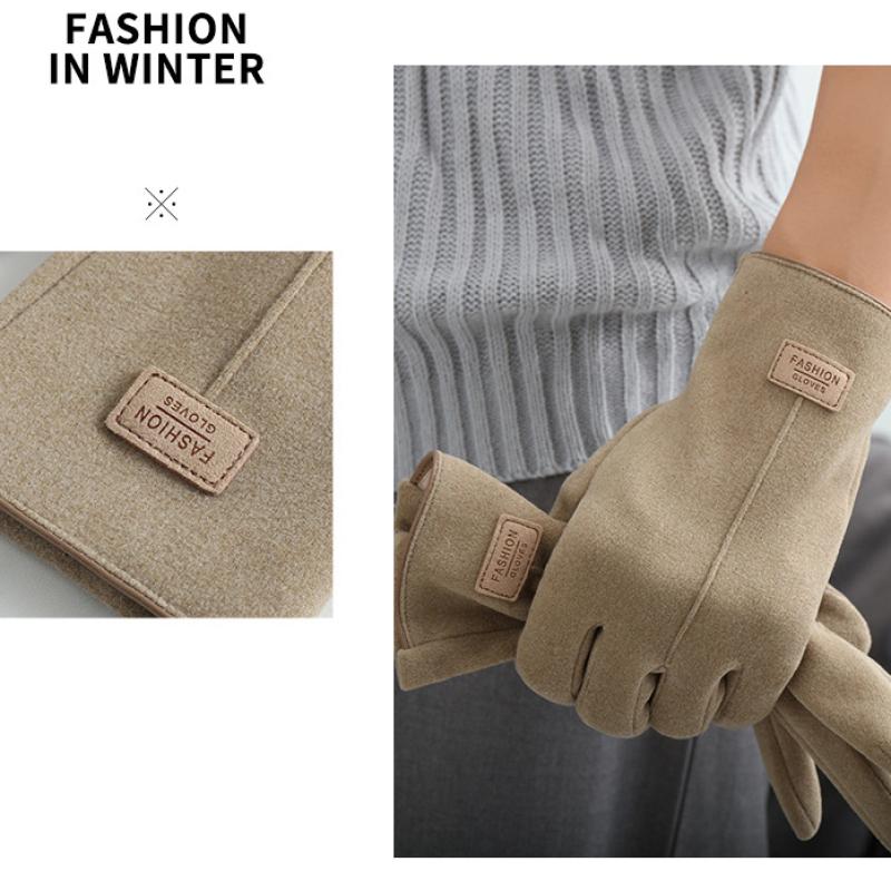 Winter Keep Warm Touch Screen Plus Velvet Inside Suede Mens Gloves Fashion Simple Solid Thicken Man Outdoor Cycling Drive