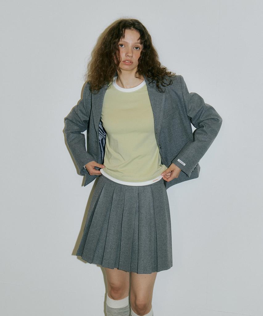 AUTHENTI Pleated Wool Skirt_Gray