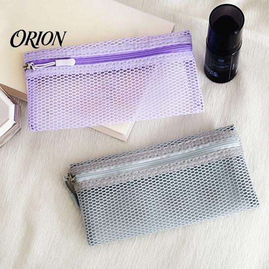 Portable Toiletry Pouch Mesh Makeup Brush Pouch, Cosmetic Bag with Zipper, Clear Quick Dry Accessory Case Organizer for Travel Daily Storage