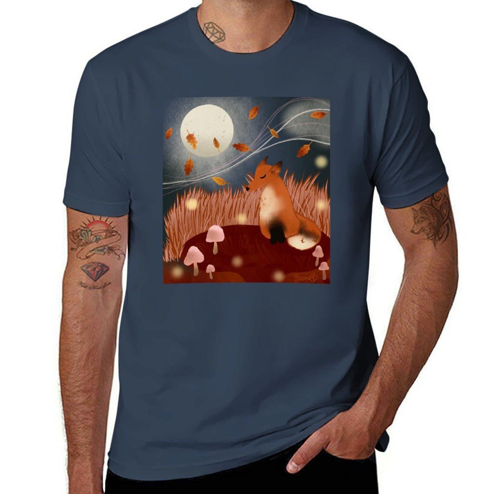 Full Moon Fox TShirt printed t shirts for man funny t shirts man TShirt S