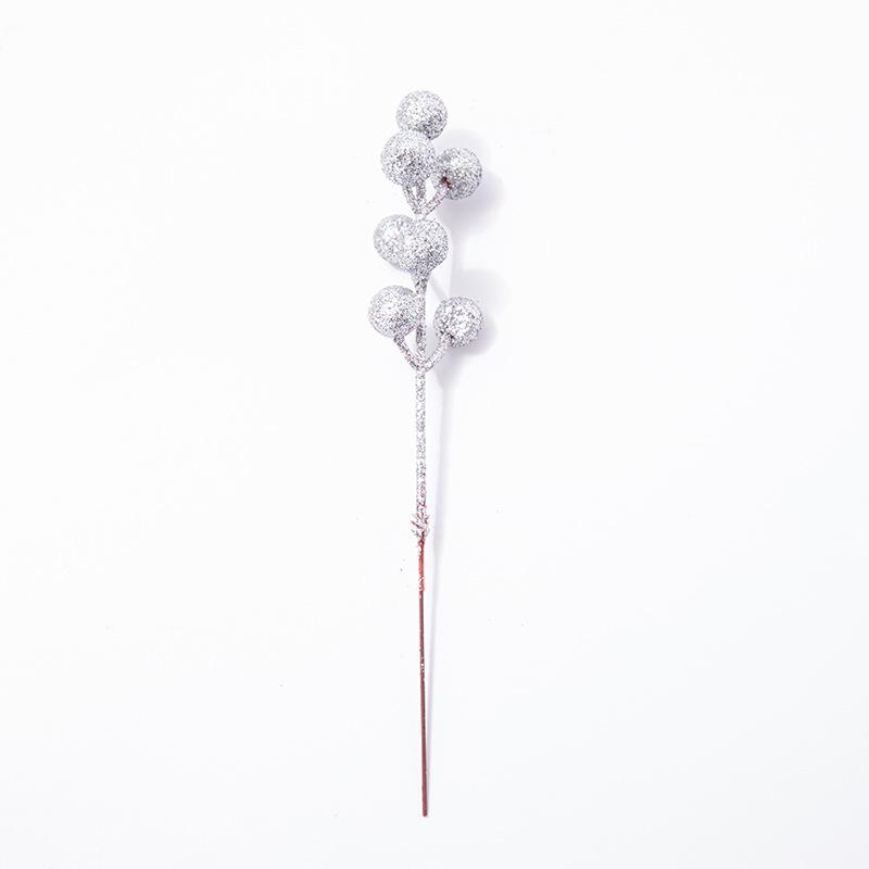 Artificial Red Christmas Picks (7 Stems) with Gold Glitter for Holiday Tree Decorating and Festive Accessories