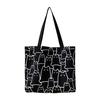 Women Canvas Bag Cat Pattern Zipper Design Tote Bag Large Capacity Japanese Style Lightweight Shoulder Bag