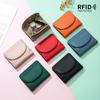 New Women Genuine Leather Mini Wallet RFID Folding Simple Ultra-thin Small Soft Cowhide Wallet Female Card Holder Coin Bags