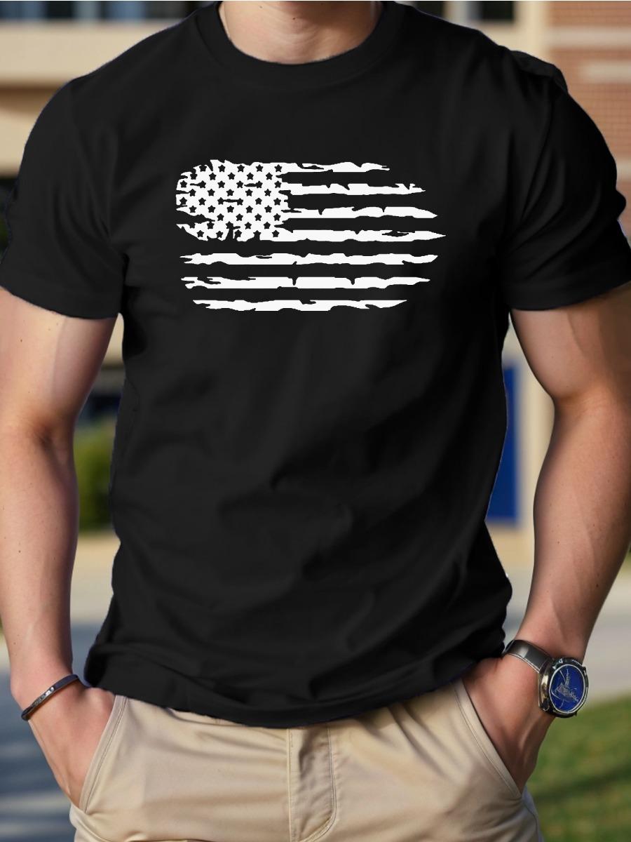 

Летняя свободная футболка с рисунком американского флага 3D-принта для мужчин, повседневная удобная футболка с коротким рукавом и круглым вырезом, одежда 6XL