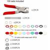 Metal Snap Buttons Kit with Snap Pliers Tool,10 Colors Hollow & Solid Prong Snap Fasteners for Clothing,100PCS Invisible Seamless Buckles Snap Tool