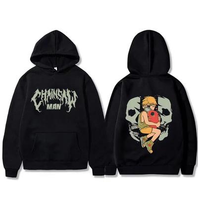 Anime Pila na maso Mikina Vtipný Kreslený Denji Pochita Grafická Mikina s kapucí Pánská Dámská Manga Cosplay Oversized Streetwear