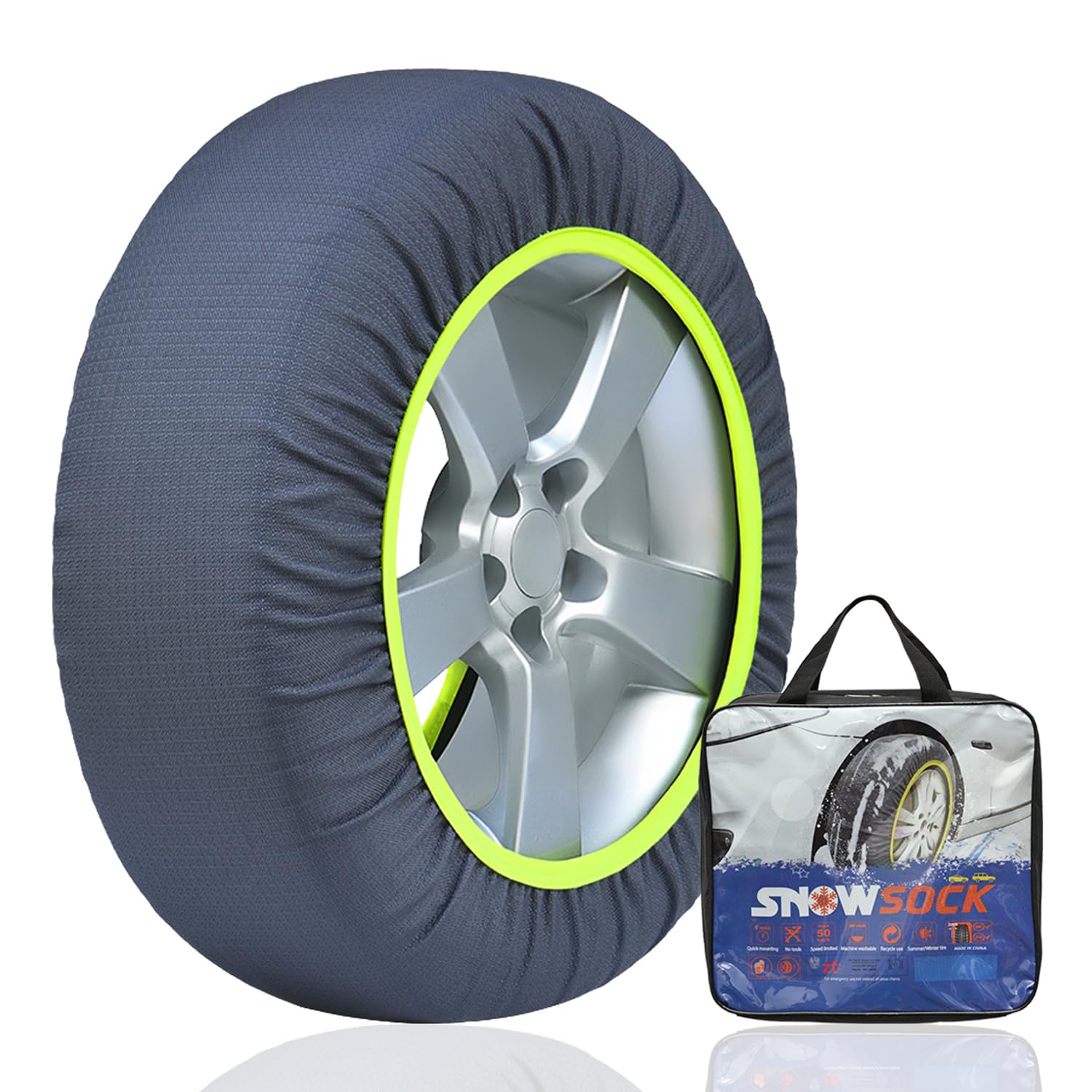 

NIJOSTORE Тканевые носки для снега для легких цепей противоскольжения для двух, соответствующие цепям противоскольжения, простые в установке, для оригинальных совместимых автомобилей, неметаллические колеса,