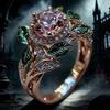 Vintage Flower Sapphire Unique Party Ring Elegant Unique Zircon Hollowed Out Trendy Women's Exquisite Wedding Accessories Gift