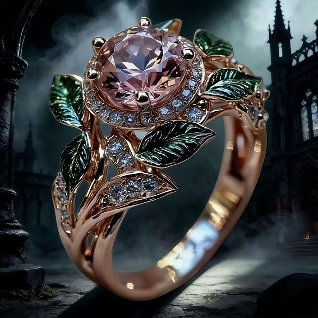 Vintage Flower Sapphire Unique Party Ring Elegant Unique Zircon Hollowed Out Trendy Women's Exquisite Wedding Accessories Gift