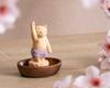 Cat Buddha, Birth of the Buddha, Sculpted by Butsuya Sakai, Wood Carving, Maneki-neko, Lucky Cat, Feng Shui Ornament (NB Birth of the Buddha)