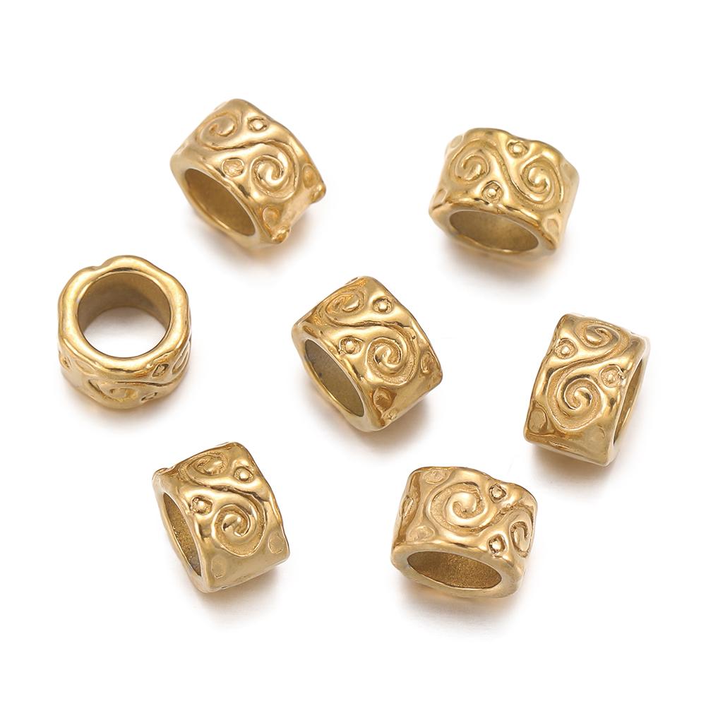 5Pcs/Pack Stainless Steel Spacer Beads Large Hole Tube Round Bead for Charm Bracelet Necklace DIY Jewelry Making Accessories