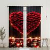 Set Of 2 Valentine Rose Heart Curtains Romantic Design Living Room Bedroom Study Home Decor Light Blocking Curtain For Made Polyester