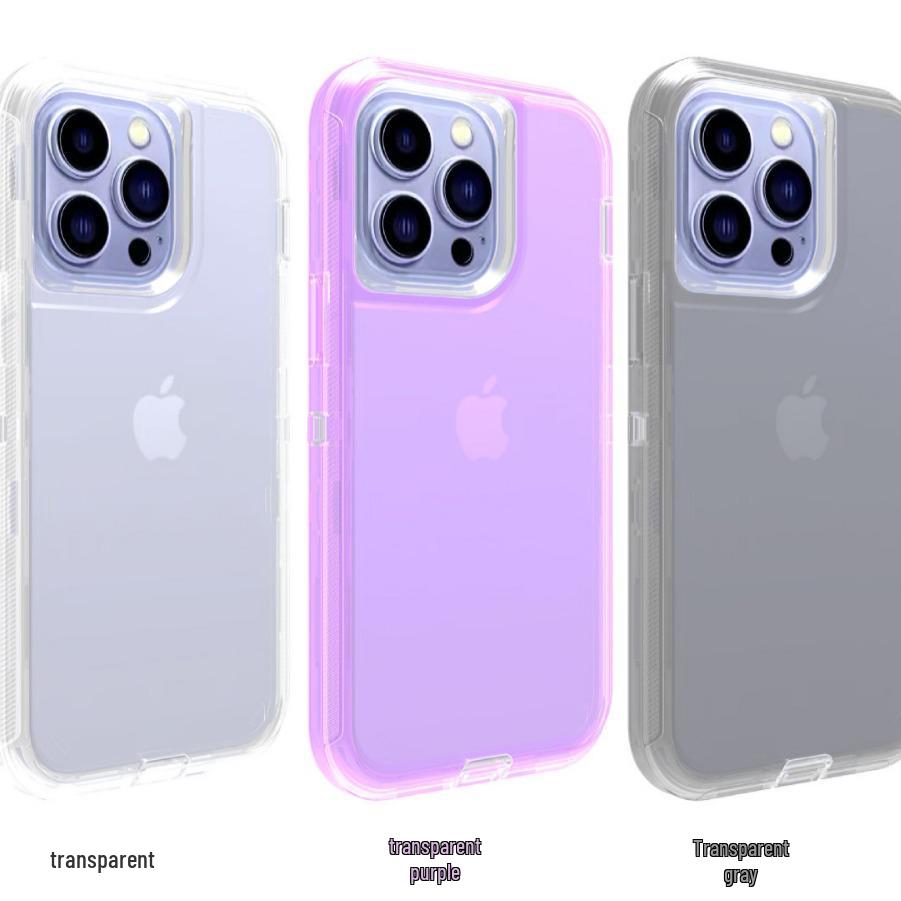 iPhone 14/5/7 Pro Max Transparent Robot S24 Ultra 3-in-1 Drop-Proof Case