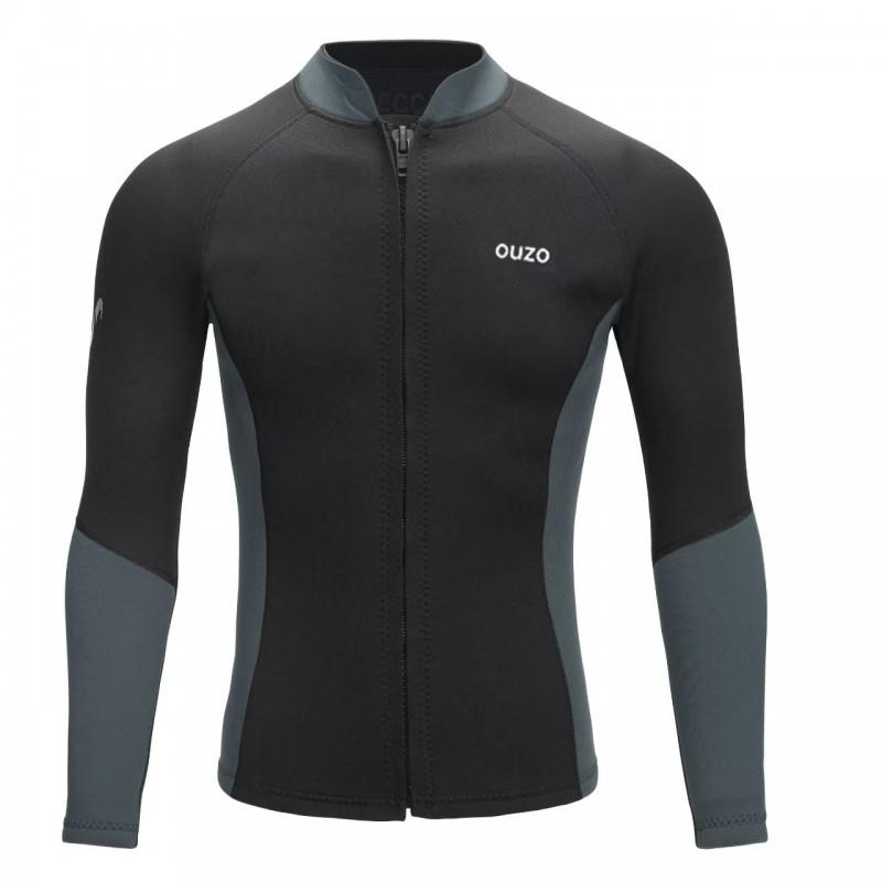 Mens 1.5mm Neoprene Wetsuit Top Long Sleeve Snorkeling Surfing Diving Warmth UV Protection