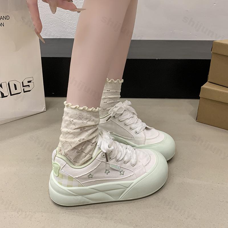 Fashion Women Vulcanized Shoes 2025 Autumn New Fashion Lace Up Platform Casual Shoes Comfortable Height Increase Outdoor Non Slip Flats